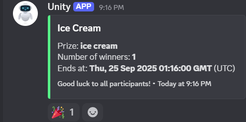 Giveaway Result Screenshot