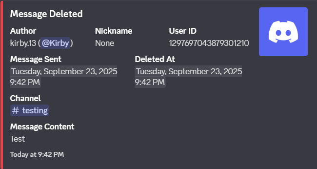 Deleted Message Logging Screenshot