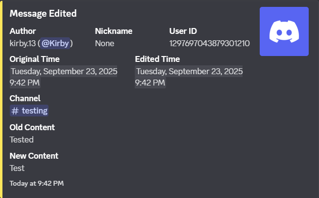 Edit Logging Screenshot