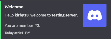 Welcome Message Logging Screenshot